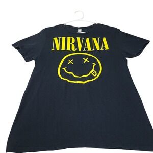 Nirvana Logo‎ Smiley Face T-Shirt Size Medium Vintage Fruit Of The Loom T Shirt